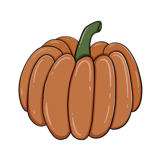 Pumpkin autumn harvest halloween vegetable doodle linear cartoon coloring