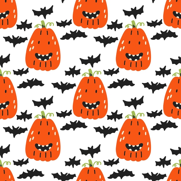 Pumpkin bats halloween pattern