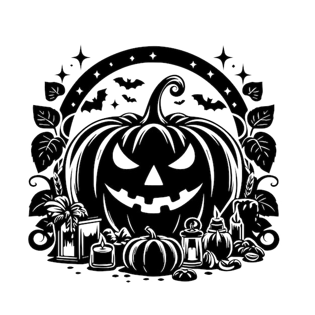 Pumpkin black vector black color silhouette white color background EPS file