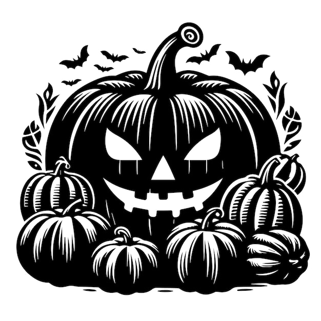 Pumpkin black vector black color silhouette white color background EPS file