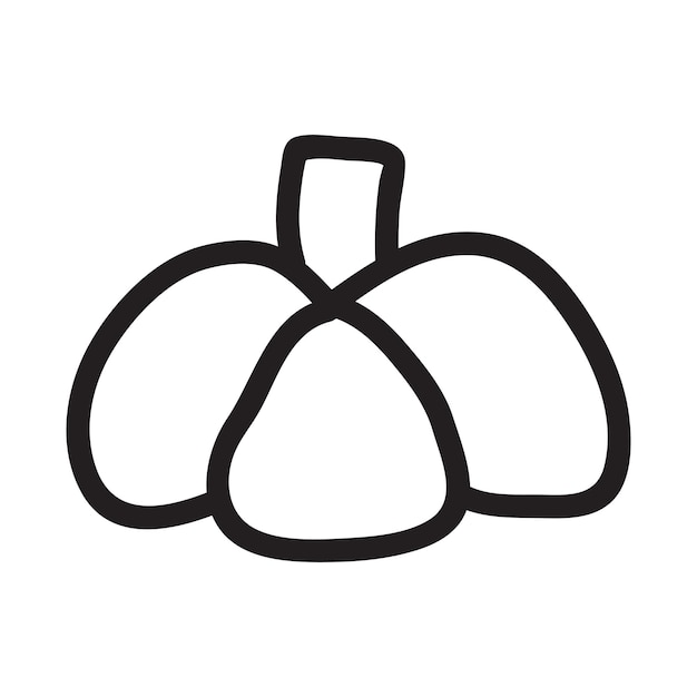 Pumpkin black and white icon. Doodle Pumpkin sketch. Vector illustration of vegetable outline. Simple monochrome image. Hand drawn ink illustration