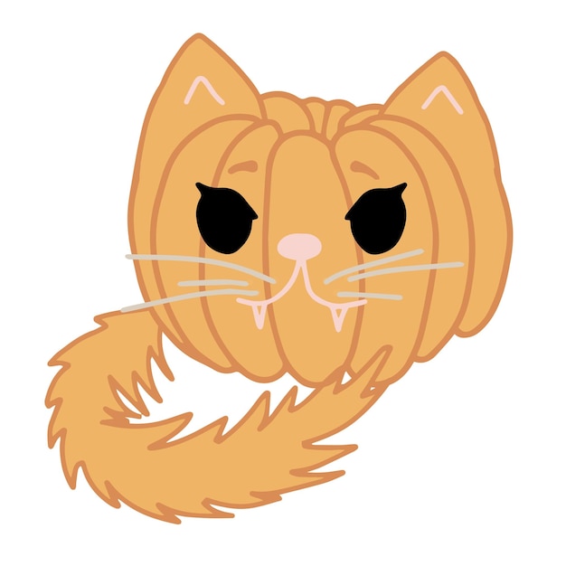 Pumpkin cat cute seasonal vector hand drawn illustration halloween jack o lantern holiday decoration