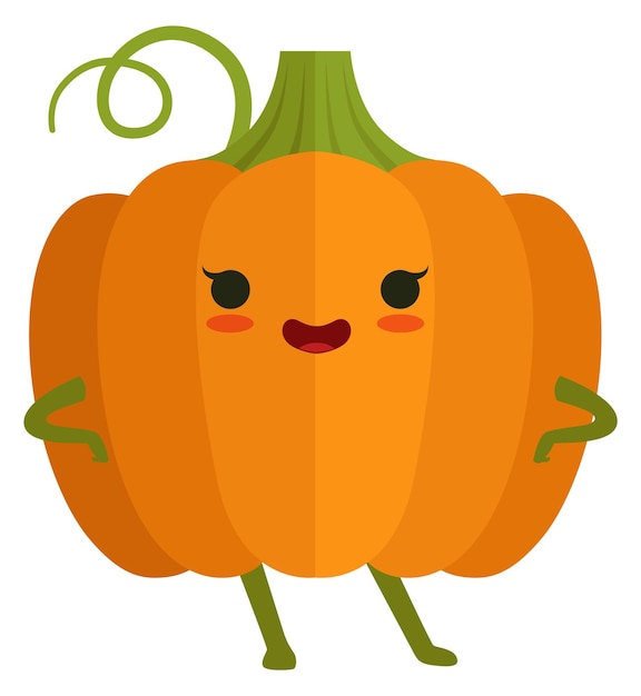 Pumpkin character Funny cartoon mascot Kawaii vegetable