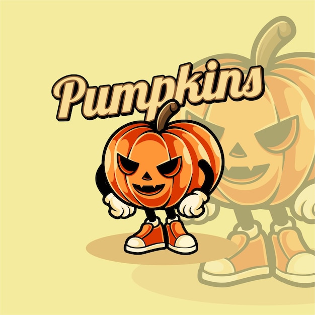 Pumpkin Character Mascot Logo Premium Template