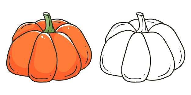 Pumpkin coloring book with an example of coloring for children Coloring page with vegetable