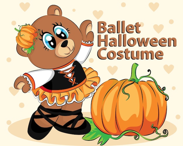 Pumpkin and Cute bear with ballet halloween costume