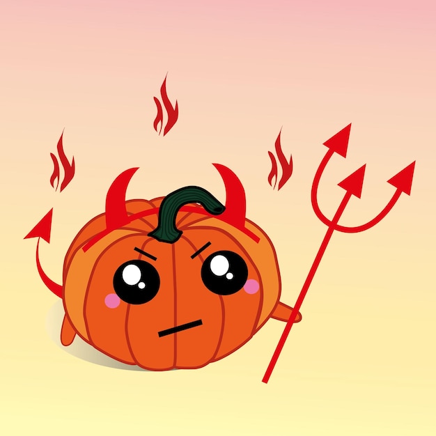 pumpkin in devil costume