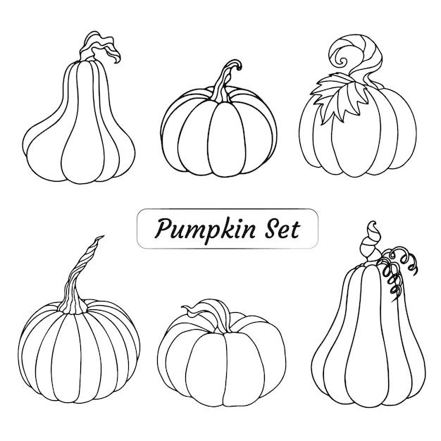 Pumpkin doodle vector set