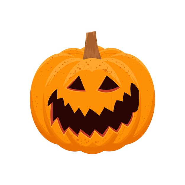 Pumpkin face with scary, evil smile, design element for Halloween