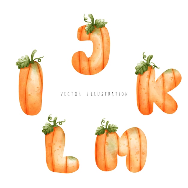 Pumpkin font Alphabet vector illustration