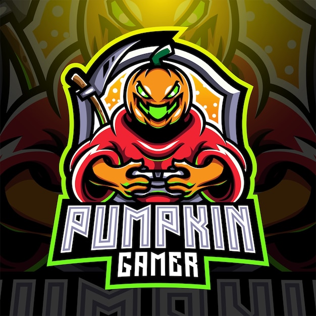 Pumpkin gamer esport mascot logo