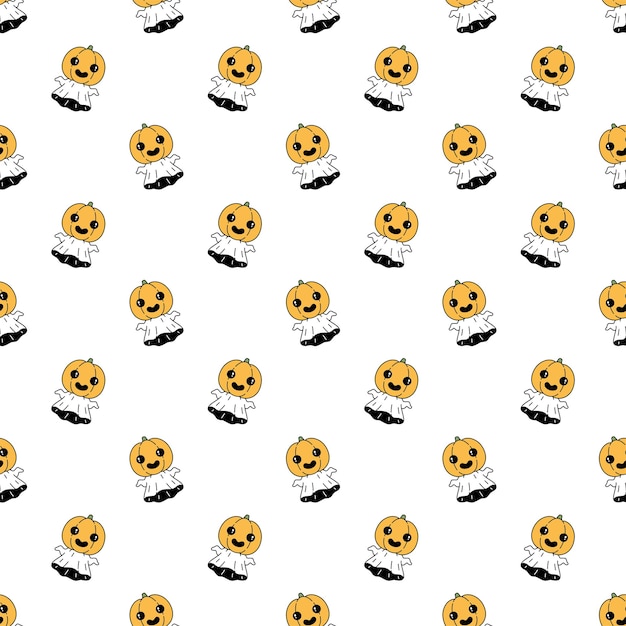 pumpkin ghost halloween seamless pattern spooky cartoon