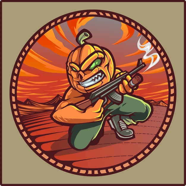 Pumpkin gunners mascot logo