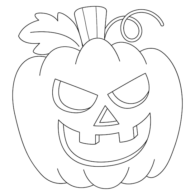 Pumpkin Halloween Coloring Page Isolated