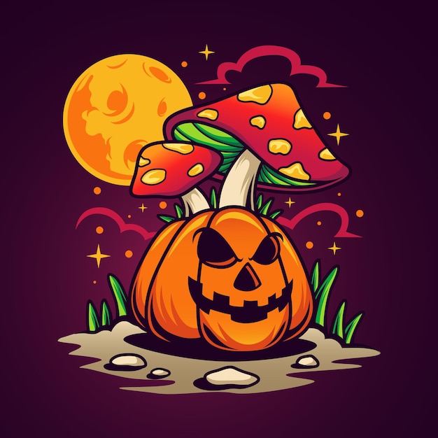 Pumpkin Halloween with mushroom