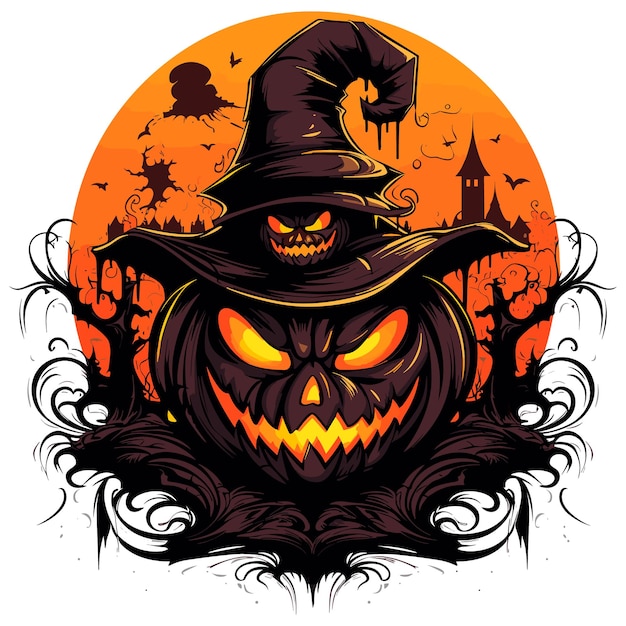 Pumpkin Happy halloween Scary print for design Vector illustration