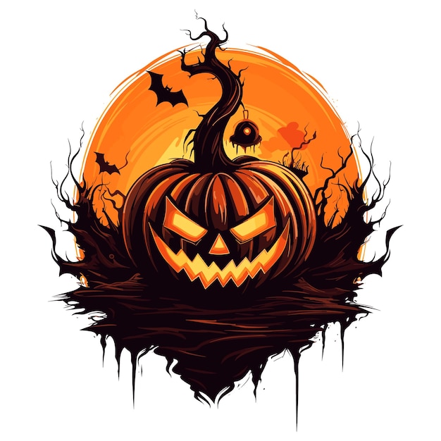 Pumpkin Happy halloween Scary print for design Vector illustration