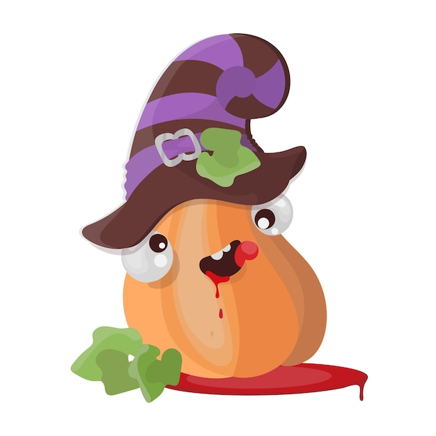 PUMPKIN HAT Halloween Funny Flat Design Cartoon Hand Drawn Illustration