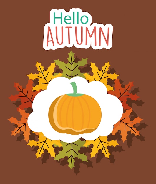 Pumpkin hello autumn greeting card