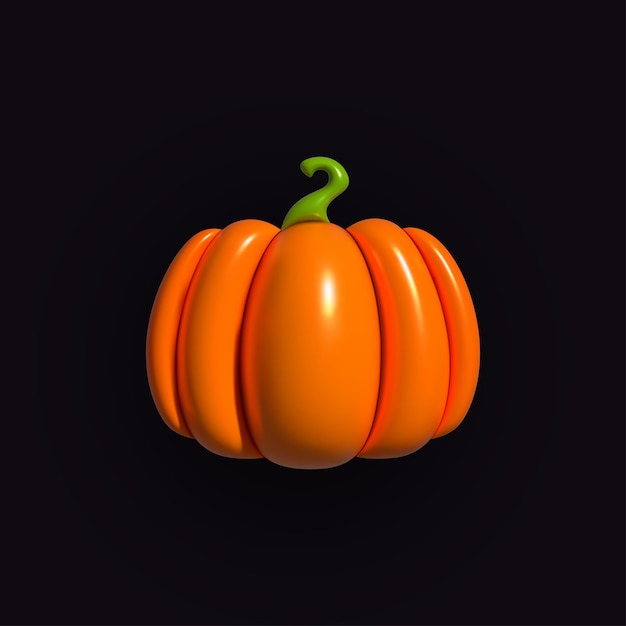 Vector pumpkin inflatable happy halloween decoration element for banner and poster jack o lantern realistic inflated 3d symbol pumpkin icon with the plasticine effect vector illustration