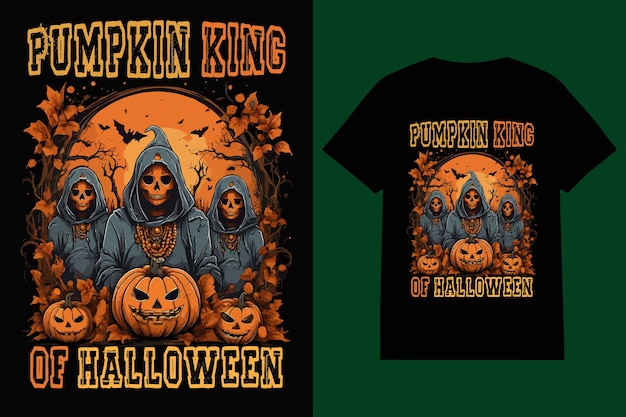 Pumpkin king Halloween vector tshirt design