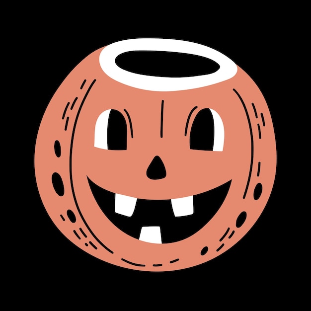 Pumpkin Laughing Head Hand Drawn Halloween Illustration