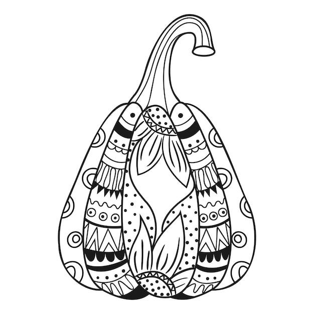 Pumpkin mandala. Coloring page for adult and kids.