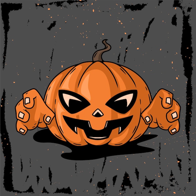 Pumpkin mustard character hand drawn illustration for helloween