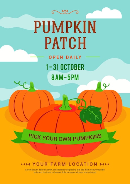 Pumpkin patch invitation poster vector design