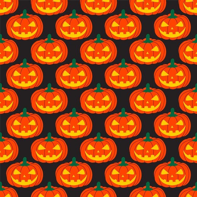 Vector pumpkin pattern on a black background