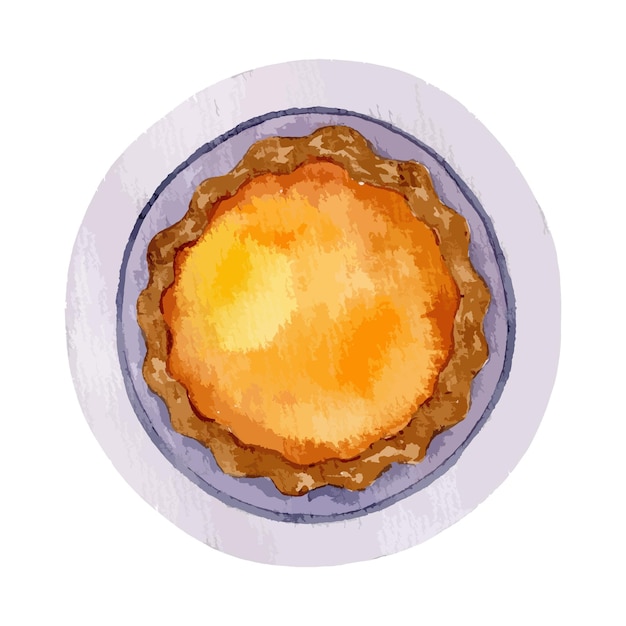 Pumpkin Pie Hand Drawn Watercolor Illustration, Happy Thanksgiving, Traditional Holiday Cake