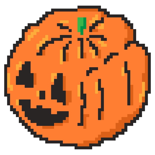 Pumpkin pixel art vector Halloween character isolated on a white background