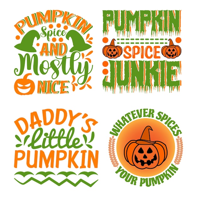 Pumpkin Quotes T-shirt Design Bundle