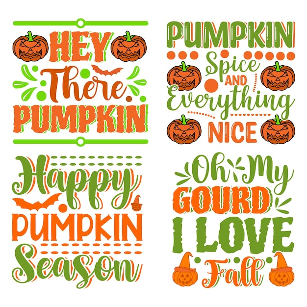 Pumpkin Quotes T-shirt Design Bundle