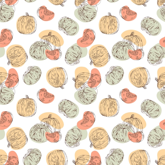 Pumpkin seamless pattern for restaurant menu harvesting wallpaper textiles packaging design