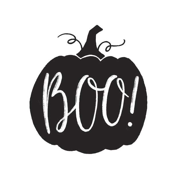 Pumpkin silhouette with hand drawn lettering Vector illustration