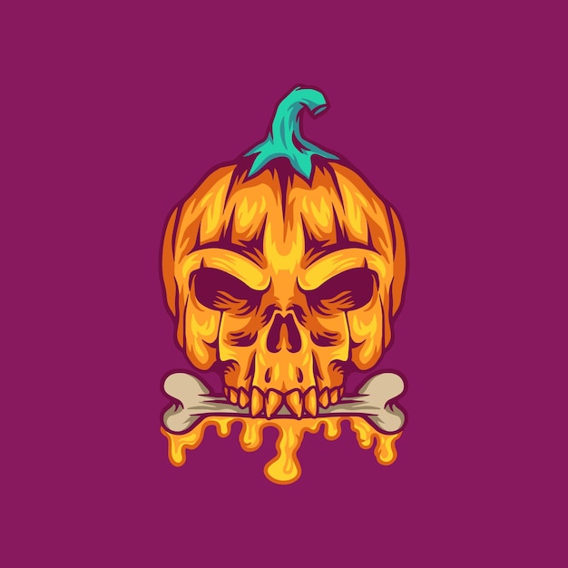 Pumpkin Skull Illustration