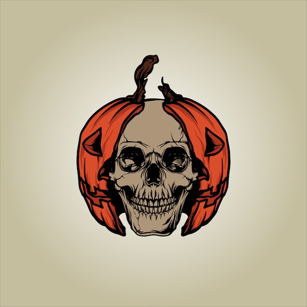 Pumpkin Skull Illustration