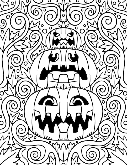 Pumpkin stack halloween coloring page