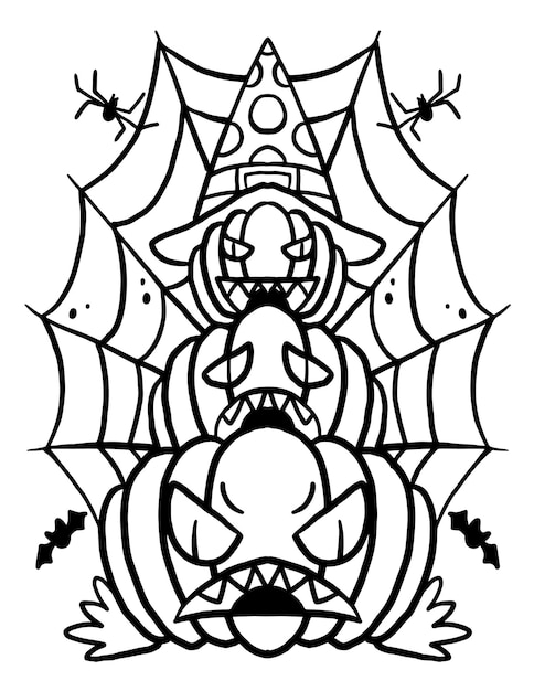 Pumpkin Stack Halloween Doodle Coloring page