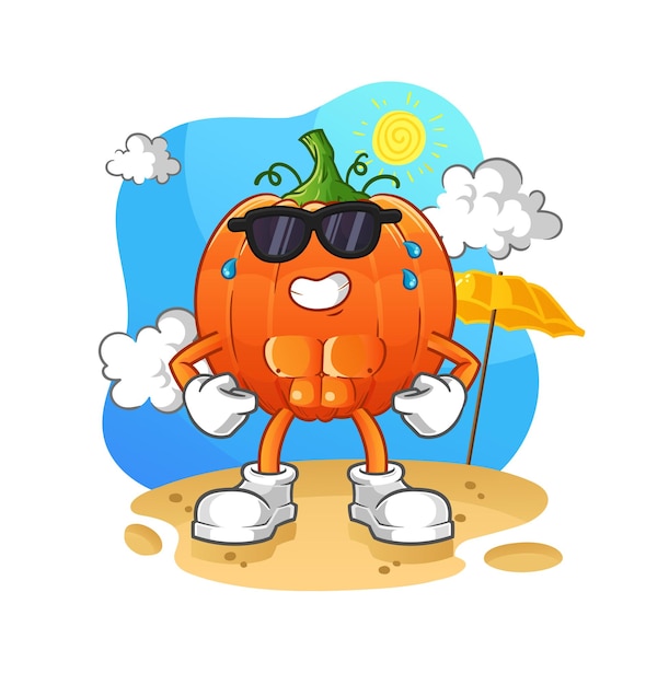 Pumpkin sunbathing in summer character vector