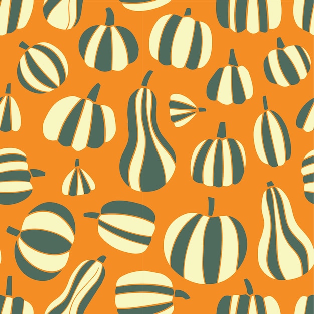 Pumpkin trendy vector seamless pattern