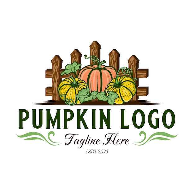 pumpkin vector logo design. pumpkin fruit illustration, perfect organic vegetable for pumpkin farm