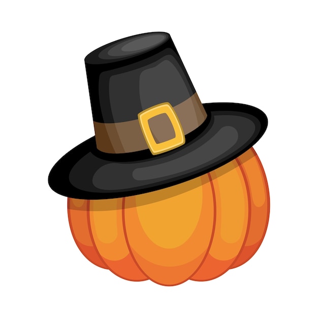 Pumpkin wearing piligrim hat