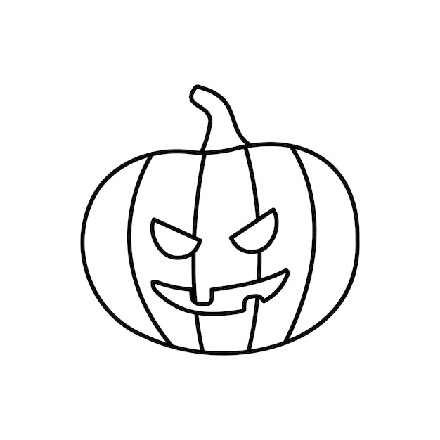 Pumpkin on white background The Happy Halloween holiday Doodle pumpkin with scary smile