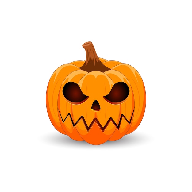 Pumpkin on white background Happy Halloween holiday Scary orange pumpkin with smile