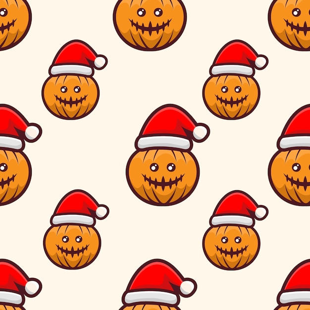 Pumpkin with hat Christmas pattern design