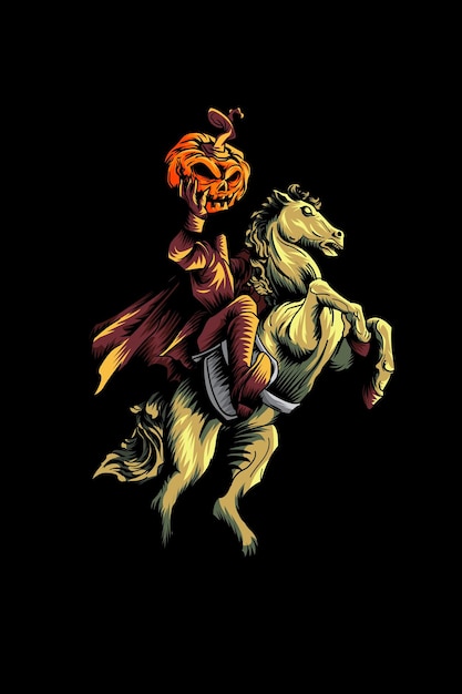 Pumpkin with horse vector illustration