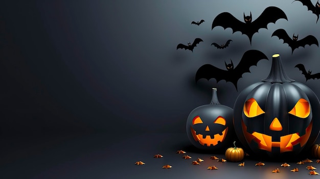 Vector pumpkins and bats halloween background happy halloween