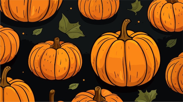 Vector pumpkins on a black background with a black background